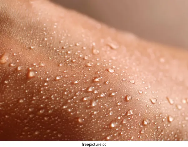 Closeup of Sweat Drops on Skin
