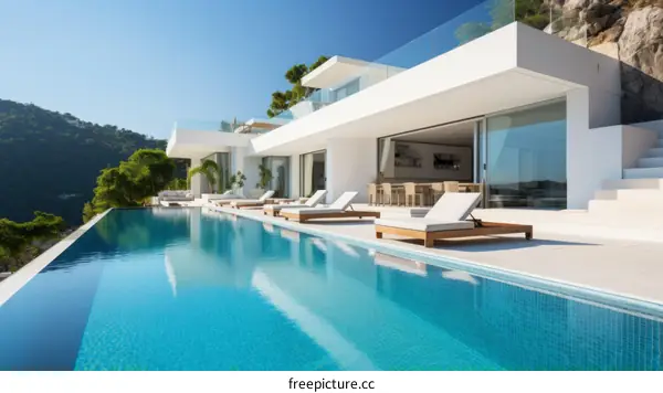 A stunning modern villa with an infinity pool overlooking the Mediterranean Sea