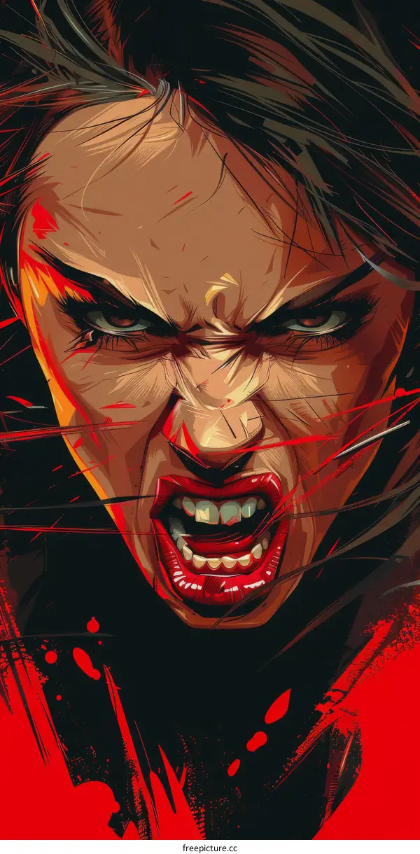 Portrait of a screaming woman