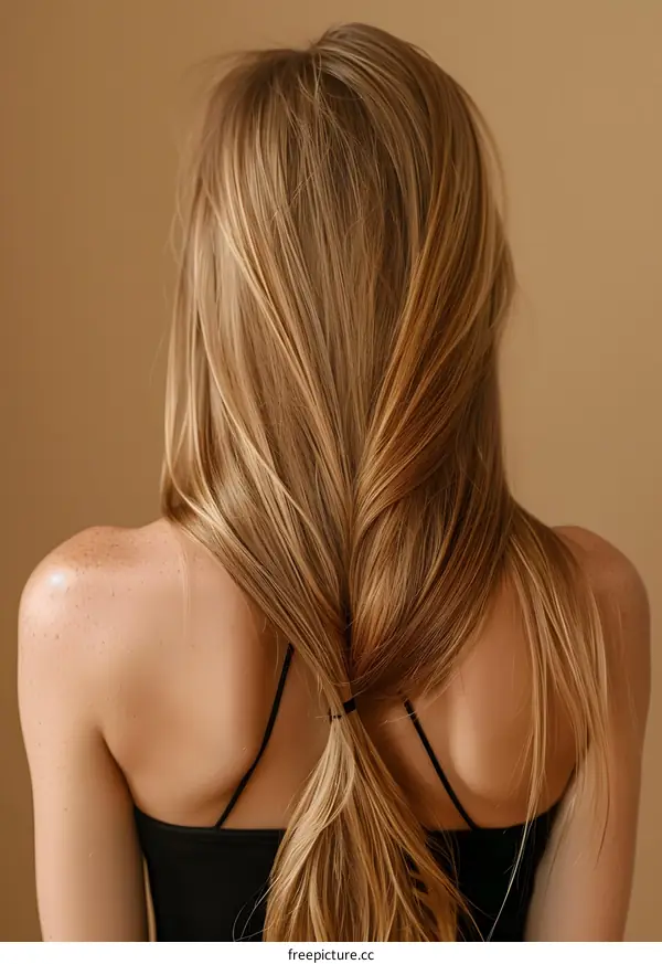 Woman with Long Blonde Hair in a Black Tank Top