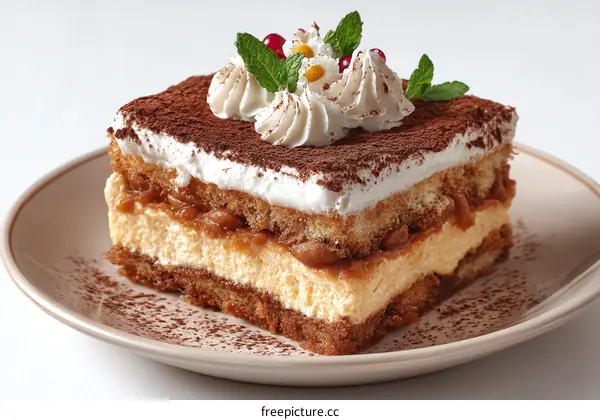Delicious Tiramisu Dessert on a Plate