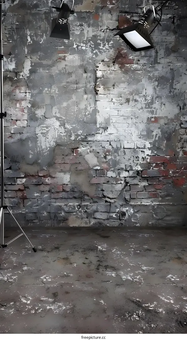 Grunge Brick Wall Texture Background With Lights