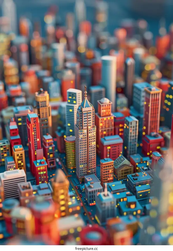 Small City Isometric Vector Illustration