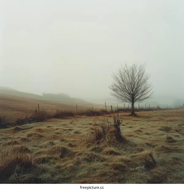 Rural Scene with Tree and Fence