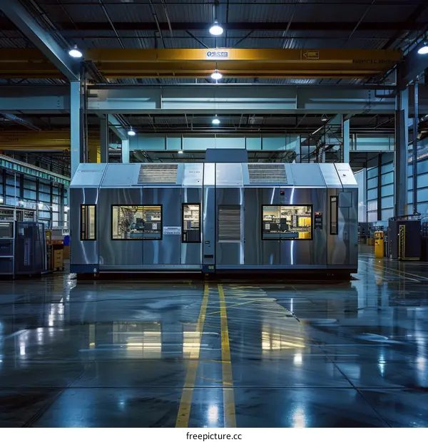 Large Industrial Metal Machine in Factory Building