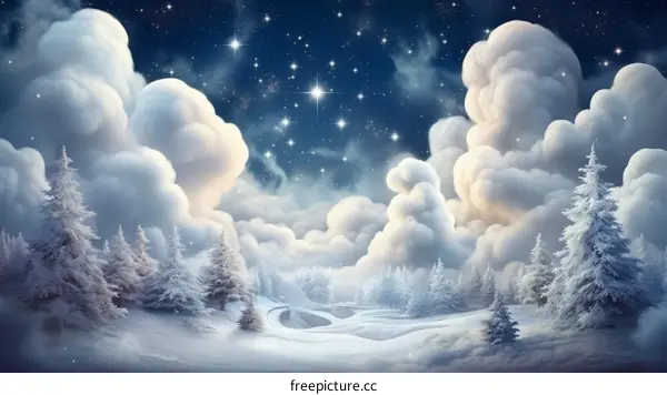 Snowy Forest and Cloudscape