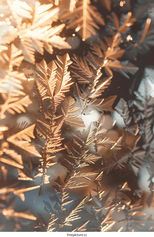 Golden Frost Patterns on Window