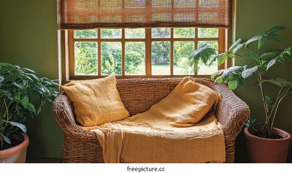Rustic Corner Living Room with Window View