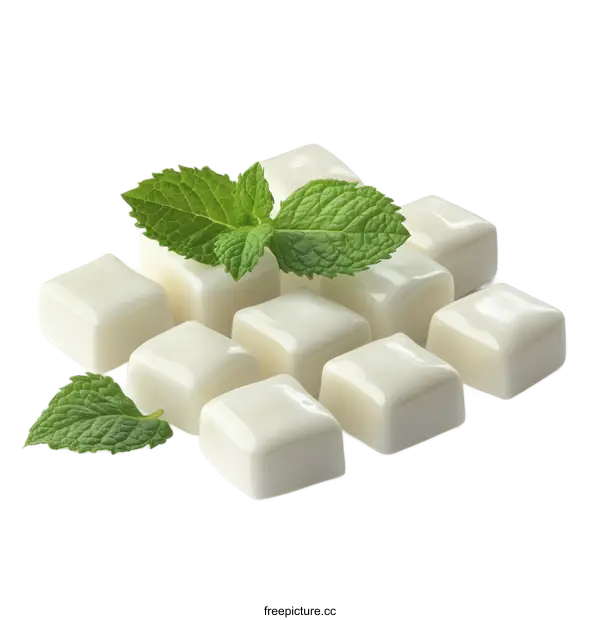 [Transparent Background PNG]White Mint Candy Cubes Arrangement
