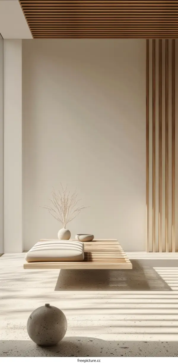 Airy and bright room with a minimalist aesthetic