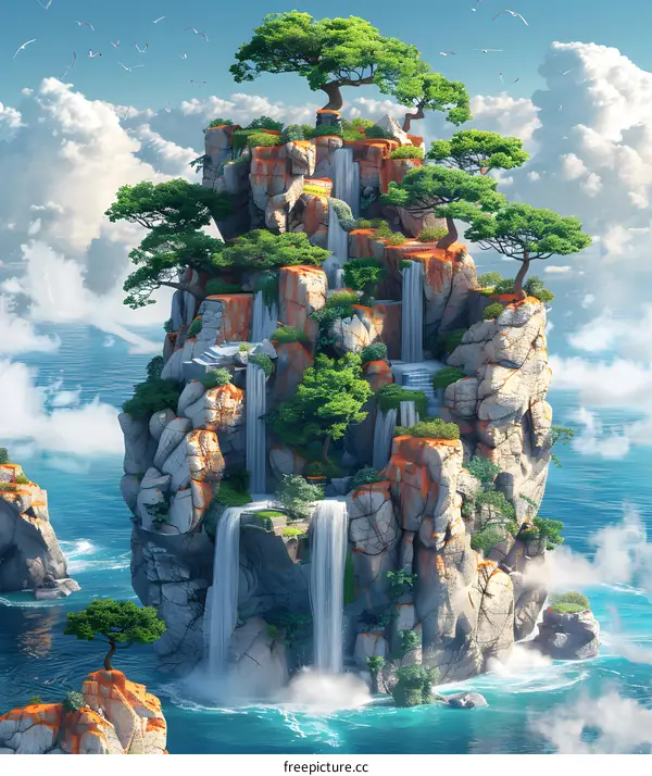 a verdant island floating in the sky