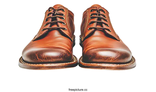 [Transparent Background PNG]Pair of Brown Leather Derby Shoes