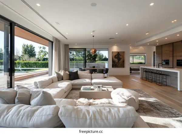Bright and Contemporary Living Room With Large Windows