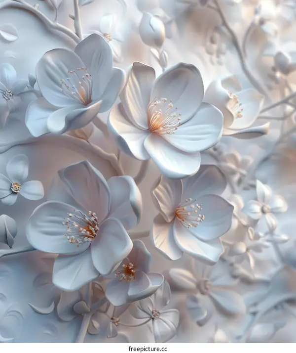 3D Floral Wall Decor Pattern Illustration