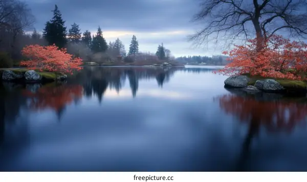 Serene Autumn Lake Scenery with Reflections