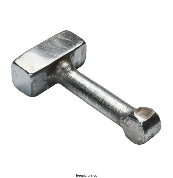 [Transparent Background PNG]Close Up of a Metal Hammer on a White Background