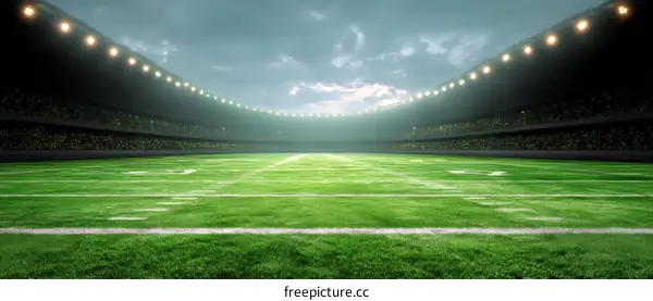 Empty Football Stadium Under Cloudy Sky