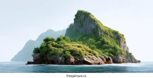 Tropical Island Landscape Illustration