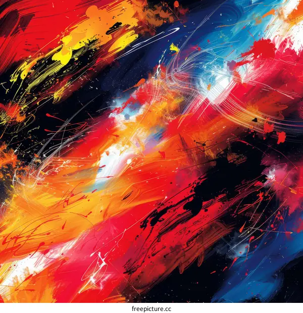 Modern Art: Abstract Painting with Red, Yellow, and Blue