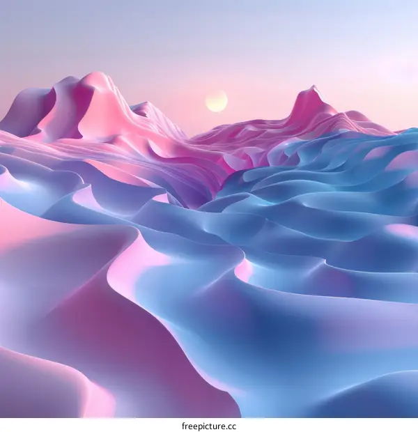 Abstract Pink and Blue Dunescape at Sunset