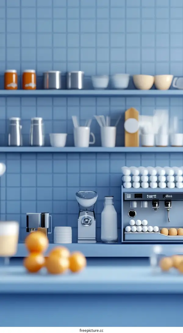 3D Illustration of a Modern Cafe Kitchen