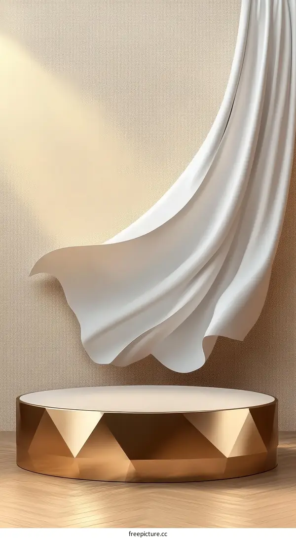 Elegant Gold Podium with Draped Fabric