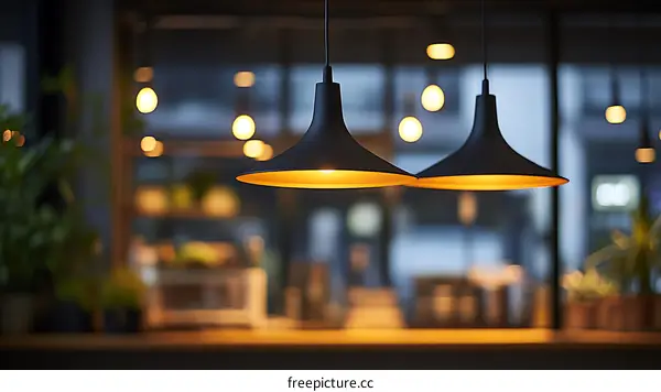 Warm Lighting in a Cozy Cafe Interior