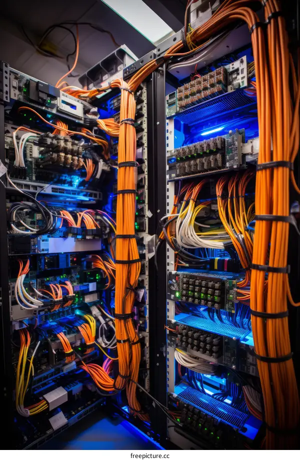 Server Room Infrastructure: Cables, Lights, and Technology