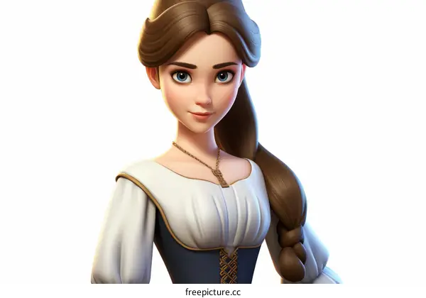 Brunette Princess with Blue Eyes