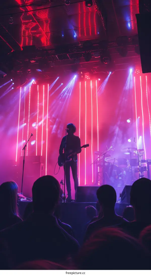 Rock concert with one musician and many fans