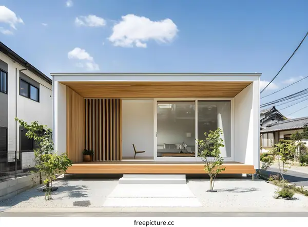 Modern Minimalist House Exterior with Wooden Accents