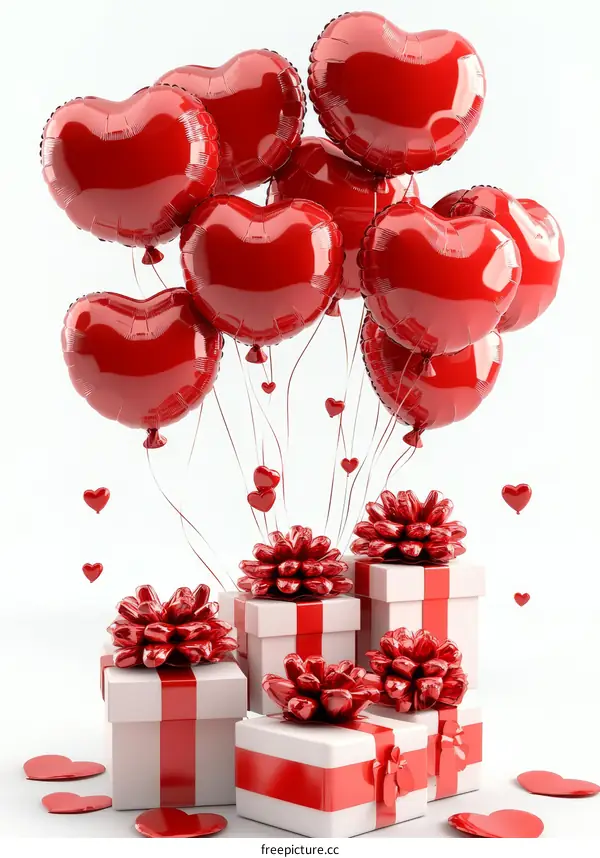 Red Heart Balloons and Gifts Illustration