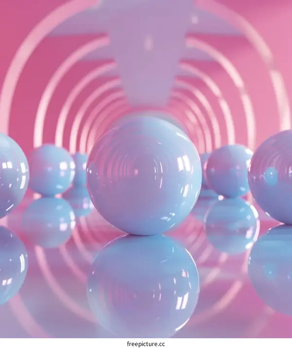 Abstract Pink and Blue Spheres