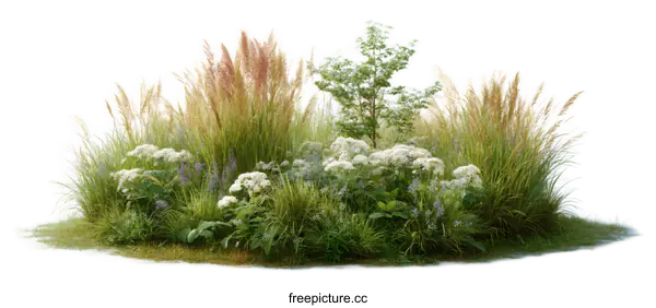 [Transparent Background PNG]3D Illustration of a Lush Garden Bed