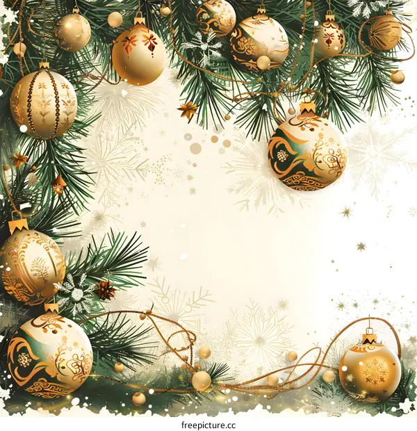 Christmas ornaments hanging on a Christmas tree branch