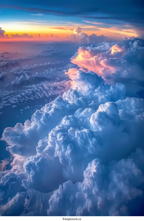 above the cloudscape during the golden hour