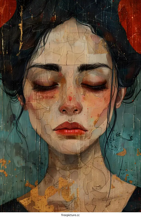 portrait of a young woman with her eyes closed