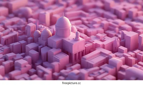 Pink Cityscape Abstract 3D Illustration