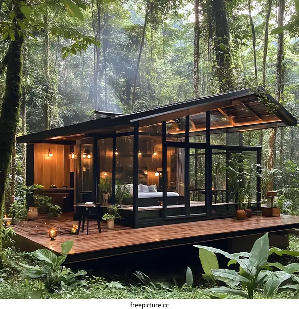 Modern Glass Cabin in the Jungle
