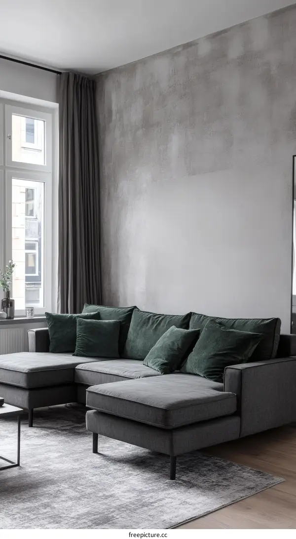 Modern Living Room with Gray Sectional Sofa