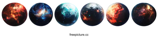 [Transparent Background PNG]Colorful Planets in the Universe