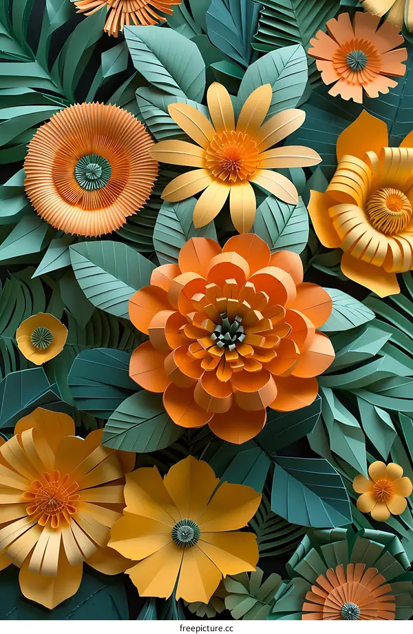 Orange and Yellow Paper Flowers