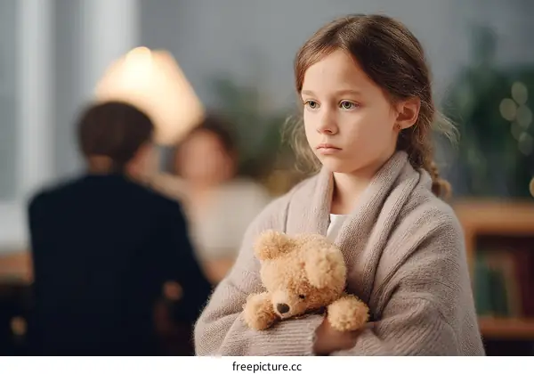 A Child Holding a Teddy Bear in a Therapy Session