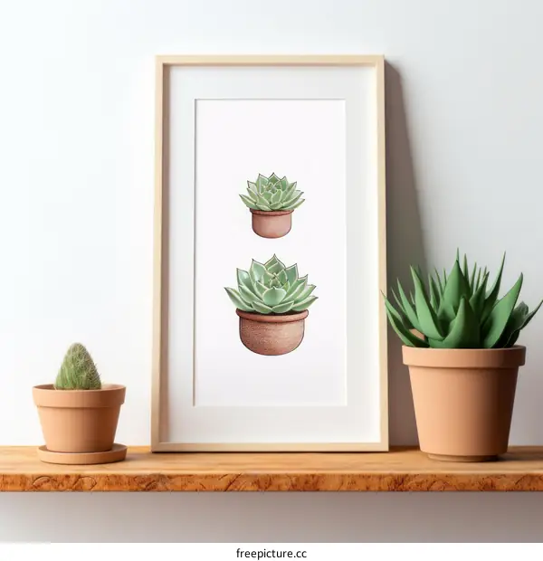 Two Cute Hand-Drawn Succulent Plants in Pots
