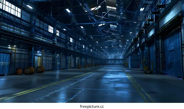 Industrial Warehouse Interior Design with Steel Beams and Barrels