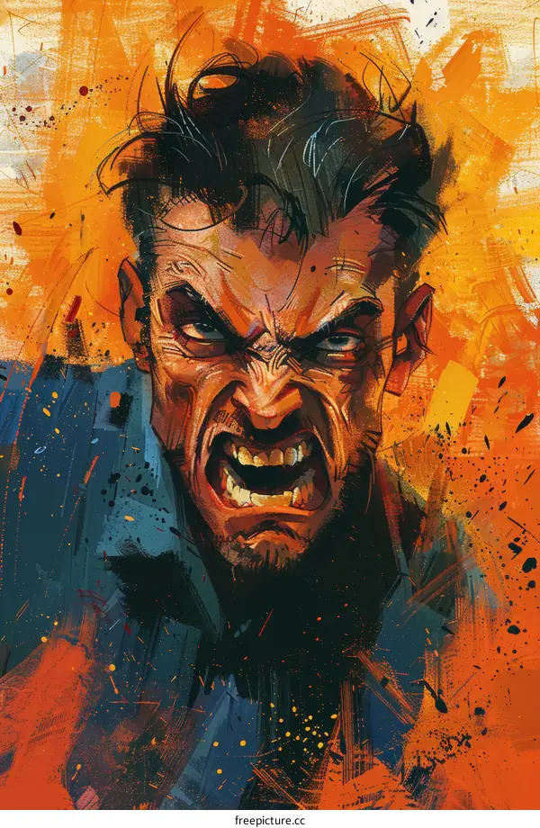 Illustration of a man with an angry expression on his face