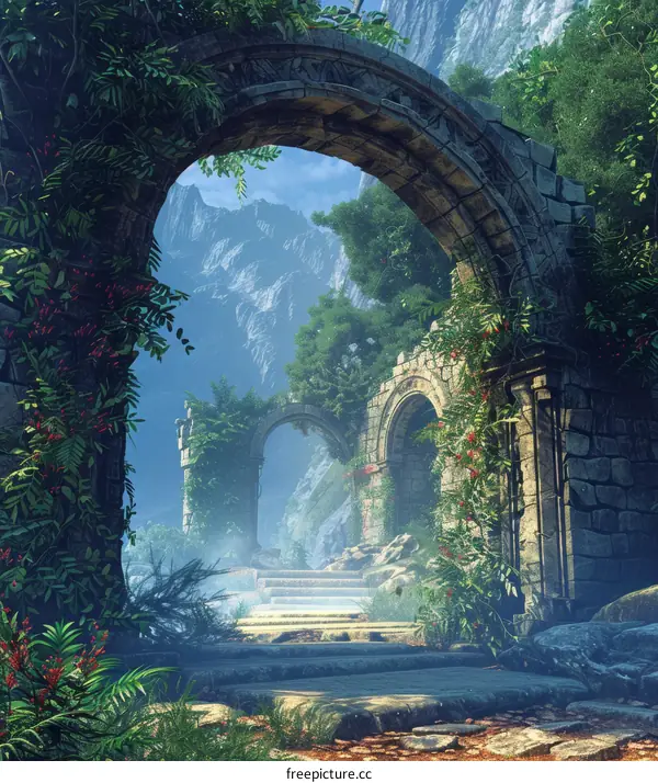 Mystical Overgrown Ruins in a Lost World