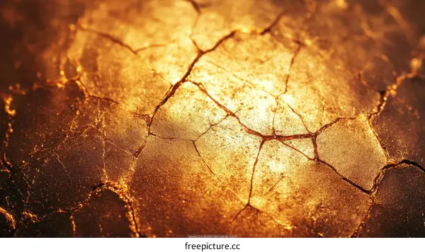 Cracked Earth Texture with Golden Hues