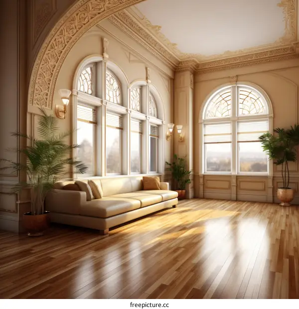 Bright spacious living room interior design