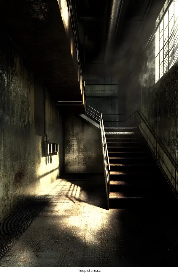 Rusty Stairwell In An Abandoned Building